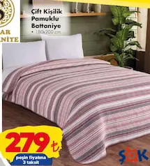 SARAR BATTANİYE ÇİFT KİŞİLİK PAMUKLU BATTANİYE 180X200 CM fiyat ve kampanya bilgisi